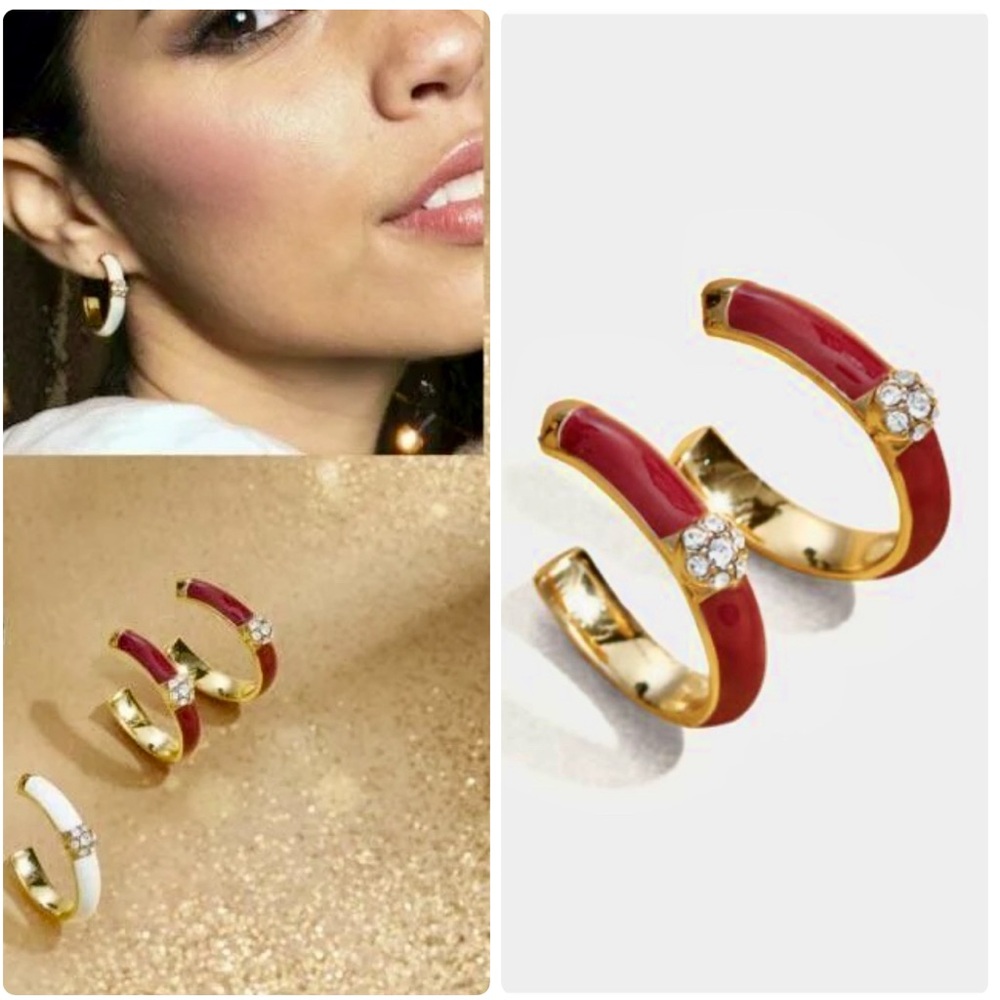NIB Yanbal Hoop Earrings Argollas Brillo Terra - red enamel